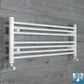 With Angled Valve 1000mm Wide 400mm High Flat White Heated Towel Rail Radiator