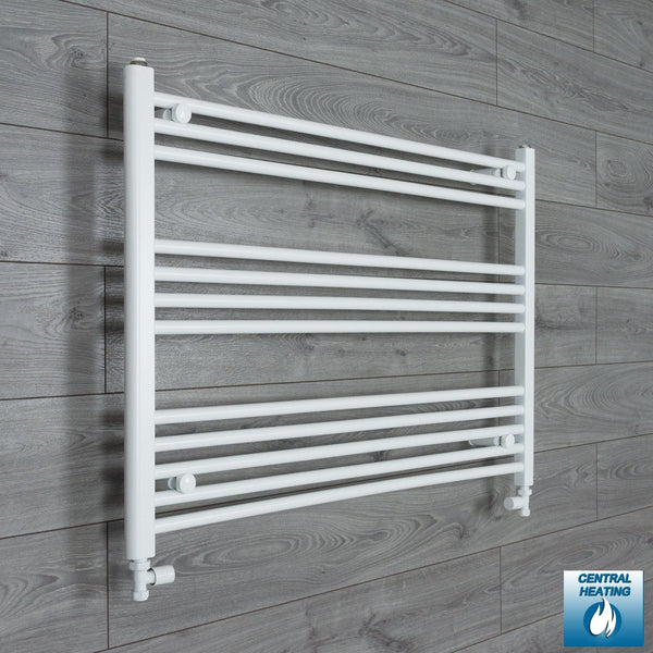 With Straight Valve 1000mm Wide 700mm High Flat White Heated Towel Rail Radiator