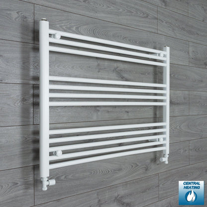 With Straight Valve 1000mm Wide 700mm High Flat White Heated Towel Rail Radiator