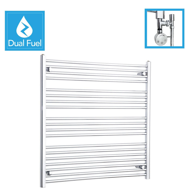 1100 x 1000mm Chrome Dual Fuel Flat Heated Towel Rail