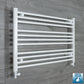 With Straight Valve 1100mm Wide 600mm High Flat White Heated Towel Rail Radiator
