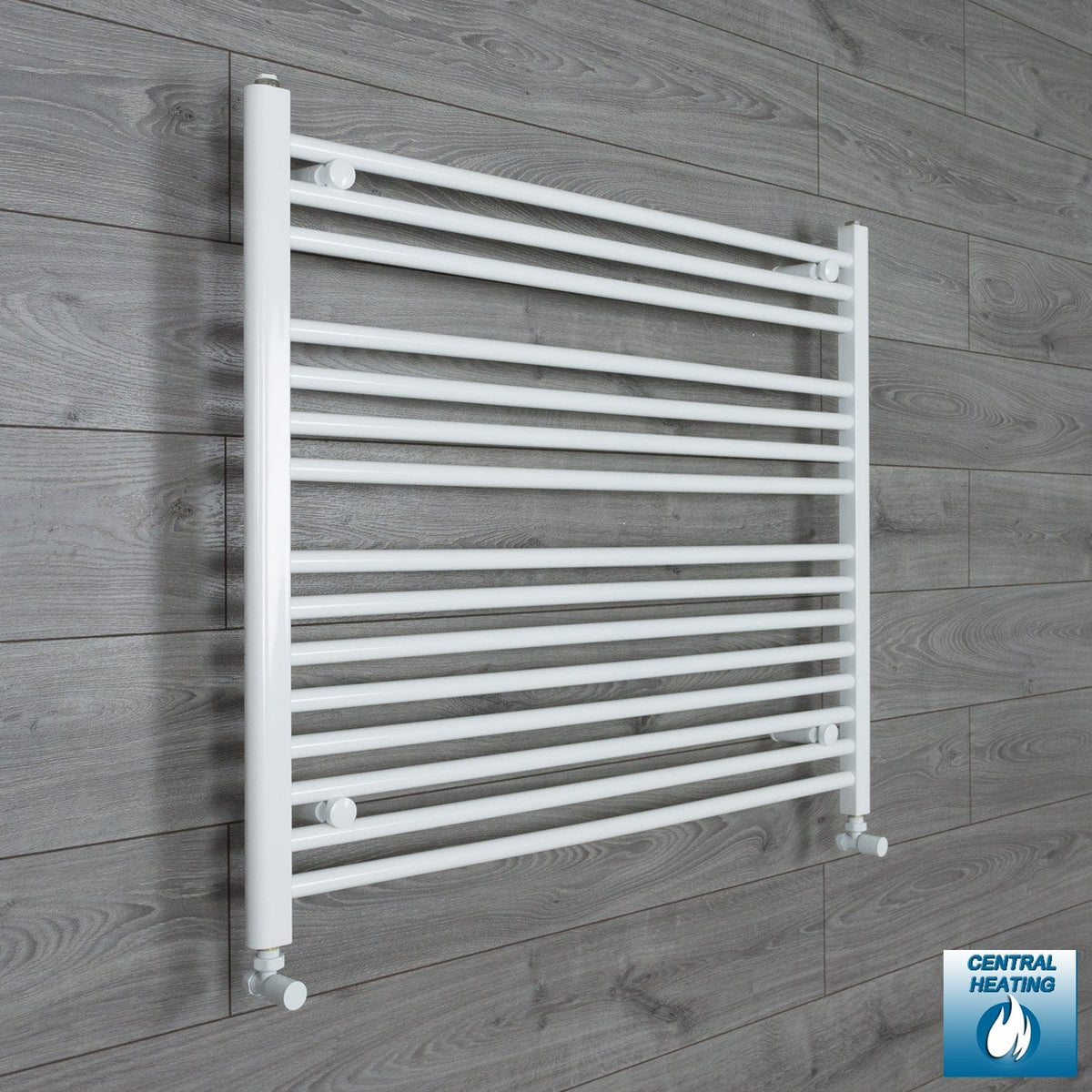 With Angled Valve 1100mm Wide 800mm High Flat White Heated Towel Rail Radiator
