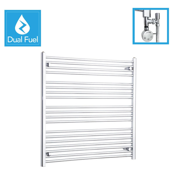 1200 x 1000mm Chrome Dual Fuel Flat Heated Towel Rail