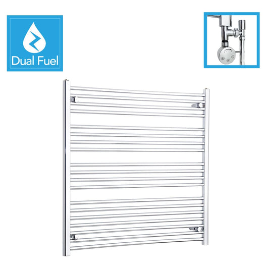 1200 x 1000mm Chrome Dual Fuel Flat Heated Towel Rail