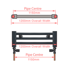 1200 x 1000mm Chrome Dual Fuel Flat Heated Towel Rail