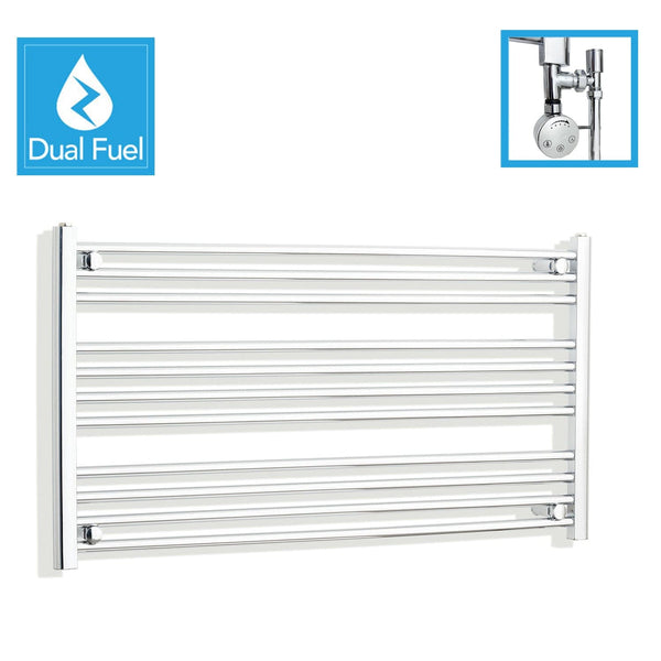 1200 x 600 Chrome Dual Fuel Flat Heated Towel Rail