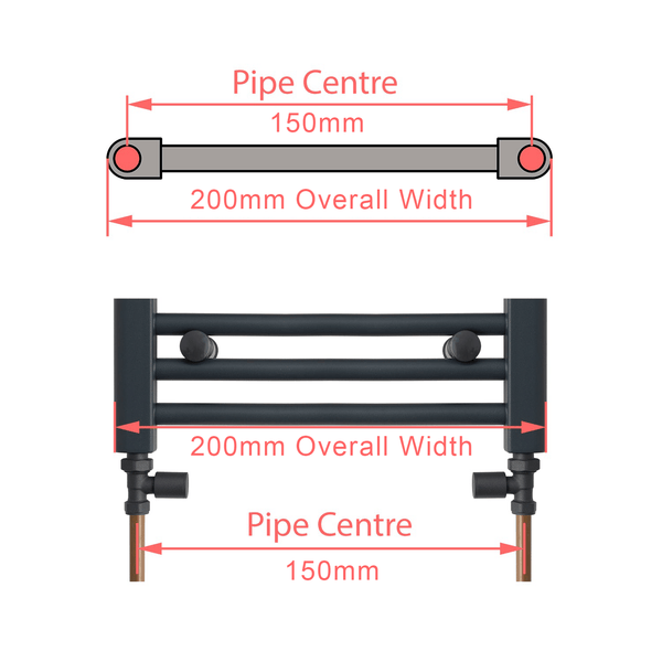 200 x 800 Chrome Dual Fuel Flat Heated Towel Rail