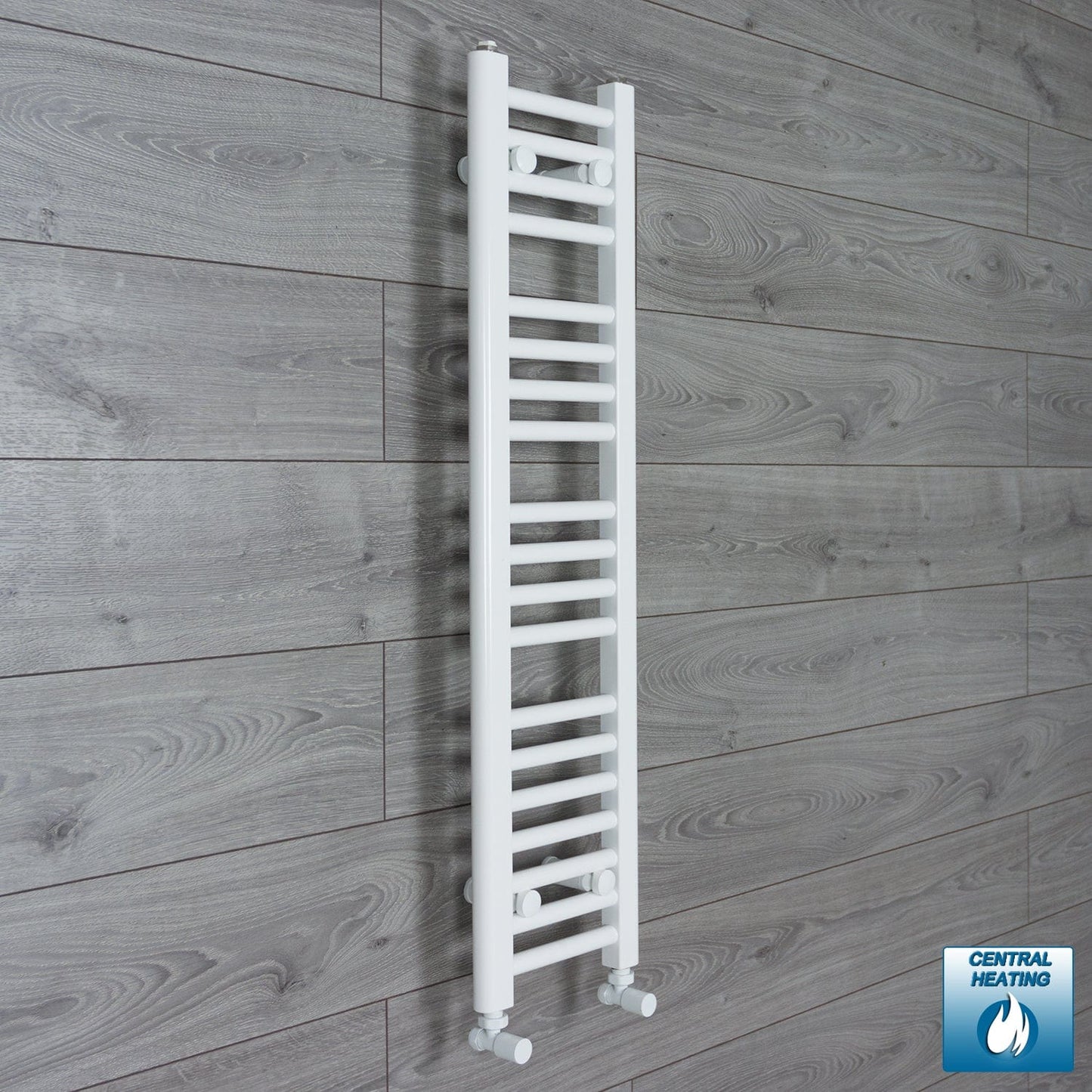 With Angled Valve 200mm Wide 1000mm High Flat White Heated Towel Radiator HTR