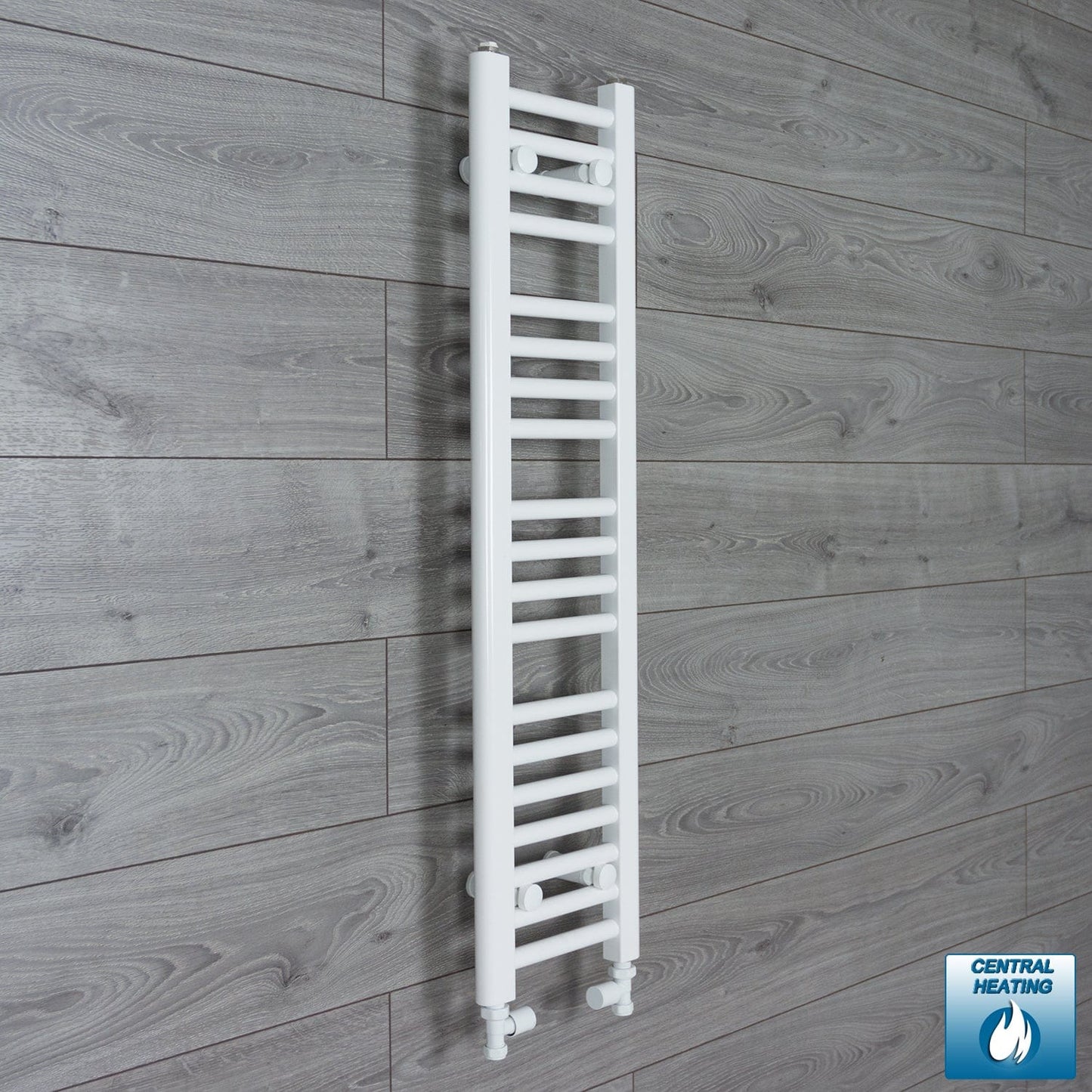 With Straight Valve 200mm Wide 1000mm High Flat White Heated Towel Radiator HTR
