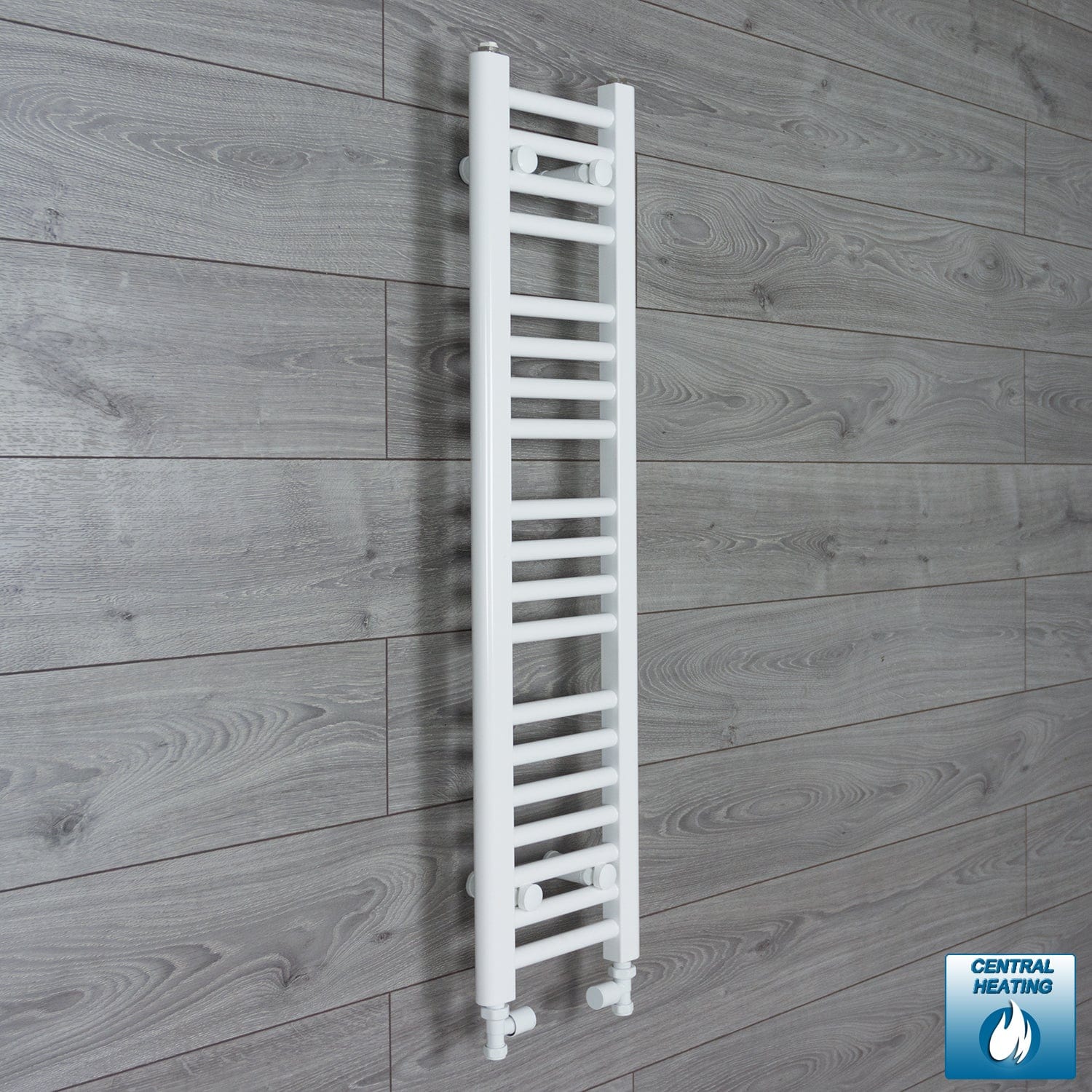 With Straight Valve 200mm Wide 1000mm High Flat White Heated Towel Radiator HTR