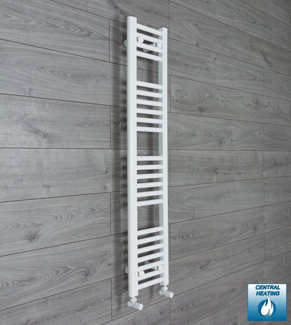 With Angled Valve 200mm Wide 1200mm High Flat White Heated Towel Rail Radiator