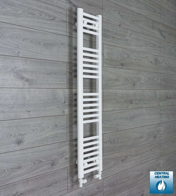 With Straight Valve 200mm Wide 1200mm High Flat White Heated Towel Rail Radiator
