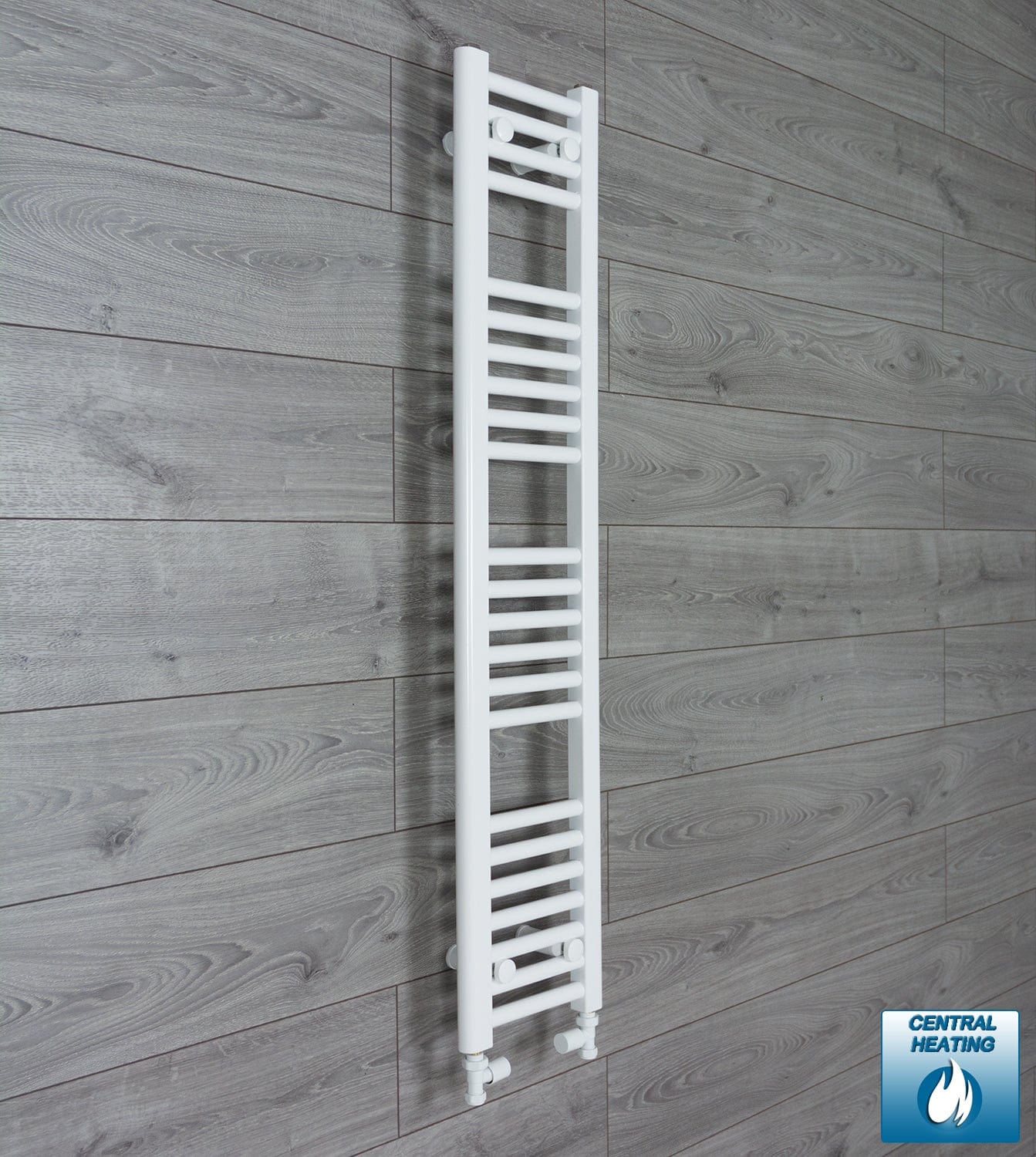 With Straight Valve 200mm Wide 1200mm High Flat White Heated Towel Rail Radiator