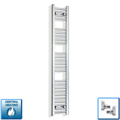 With Angled Valve 200mm Wide 1400mm High Flat Chrome Heated Towel Rail Radiator
