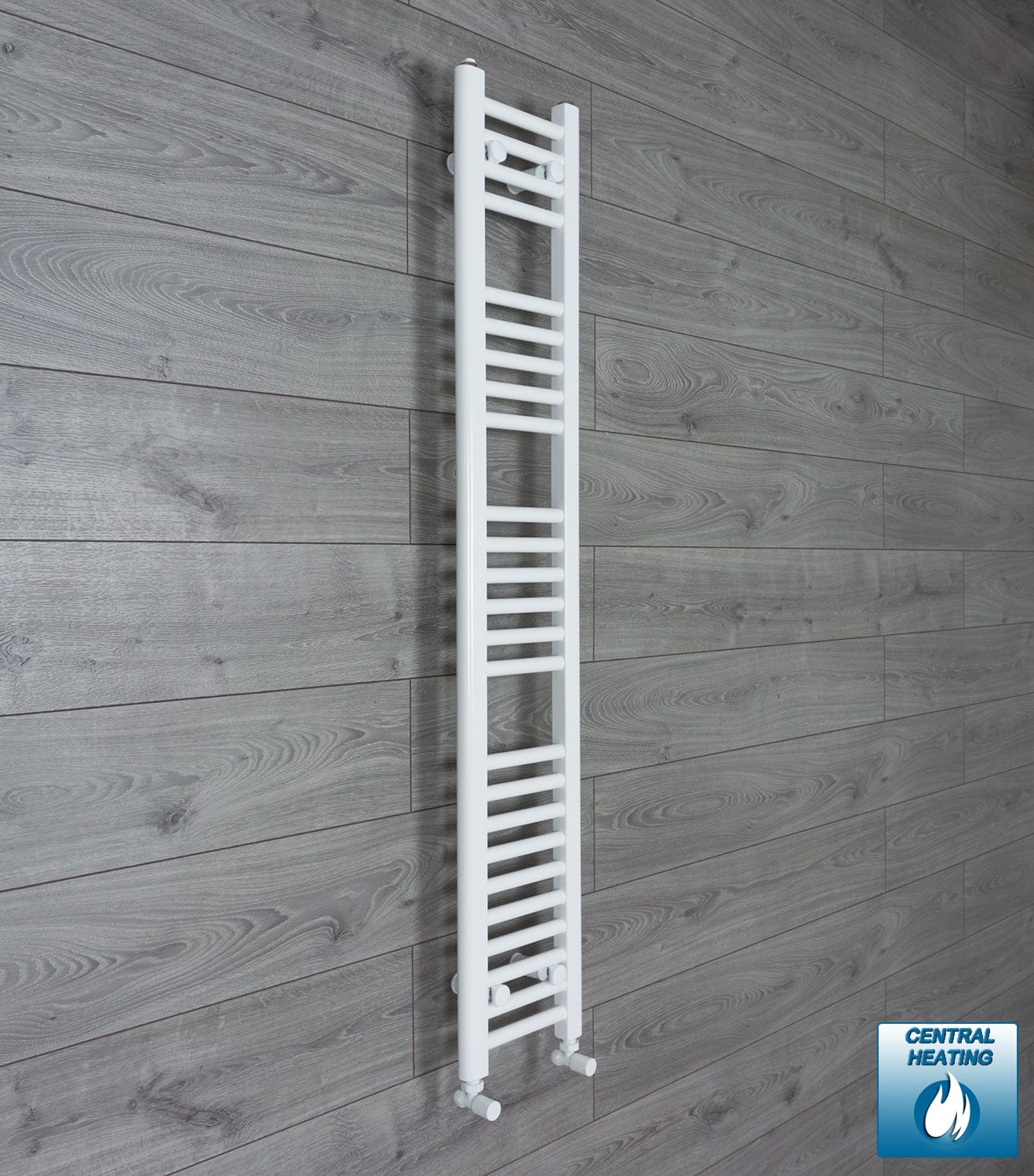 With Angled Valve 200mm Wide 1400mm High Flat White Heated Towel Rail Radiator