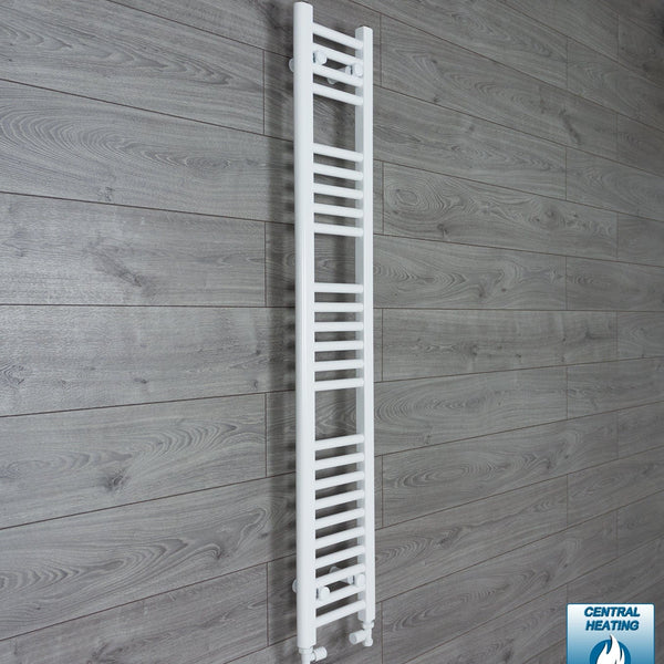 With Straight Valve 200mm Wide 1400mm High Flat White Heated Towel Rail Radiator
