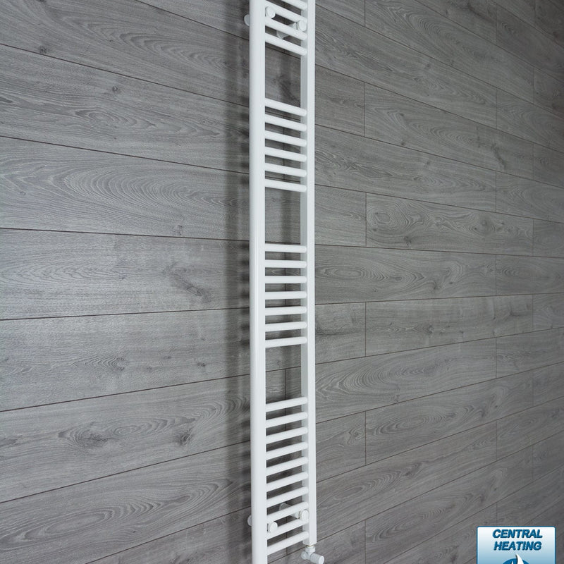 With Angled Valve 200mm Wide 1600mm High Flat White Heated Towel Rail Radiator HTR