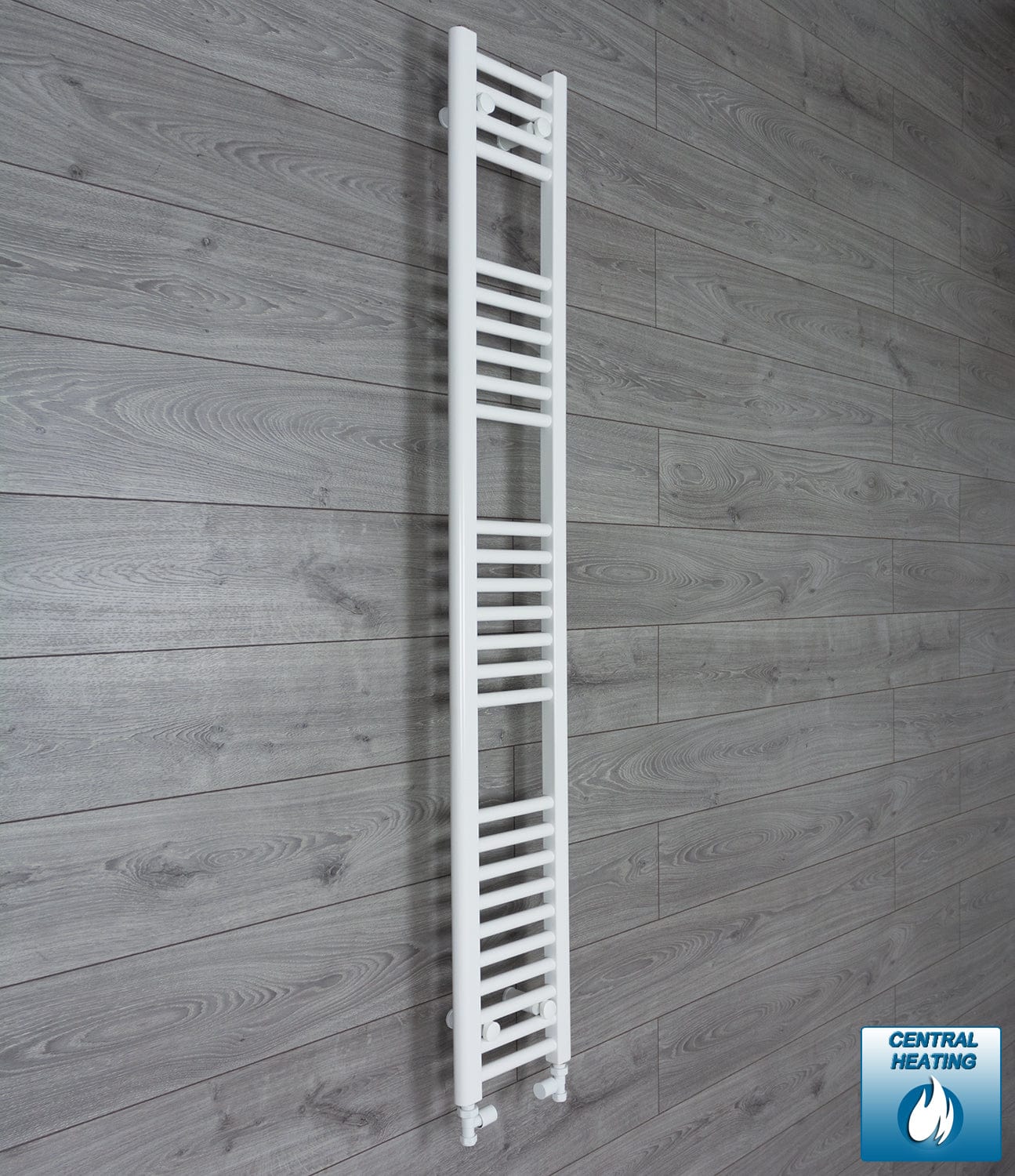With Straight Valve 200mm Wide 1600mm High Flat White Heated Towel Rail Radiator HTR