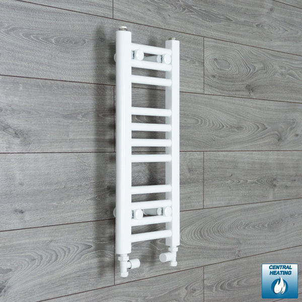 With Straight Valve 200mm Wide 600mm High Straight White Heated Towel Radiator