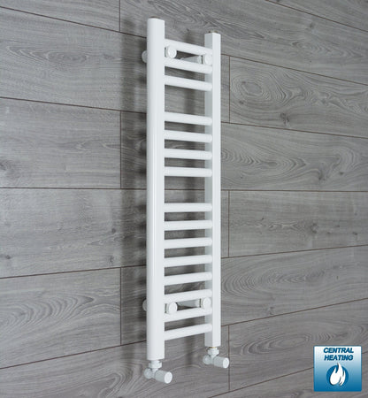 With Angled Valve 200mm Wide 800mm Flat White Heated Towel Rail Radiator HTR