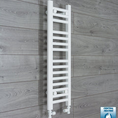 With Straight Valve 250mm Wide 800mm High Flat White Heated Towel Rail Radiator