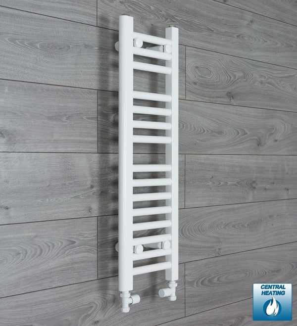 With Straight Valve 250mm Wide 800mm High Flat White Heated Towel Rail Radiator