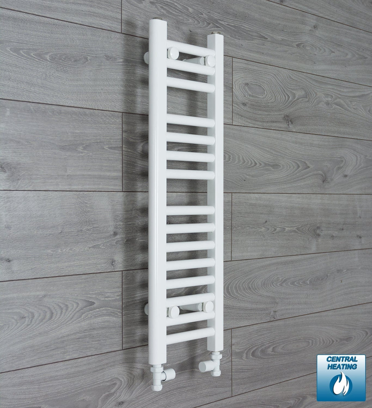 With Straight Valve 250mm Wide 800mm High Flat White Heated Towel Rail Radiator