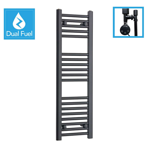 300 x 1000 Dual Fuel Flat Black Heated Towel Rail