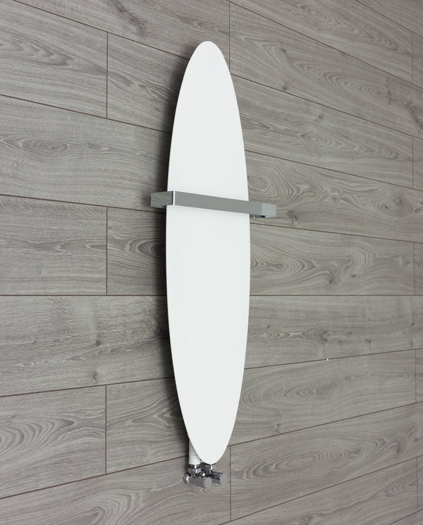 WHITE 300 x 1000 White Designer Heated Towel Rail Surf Style HTR