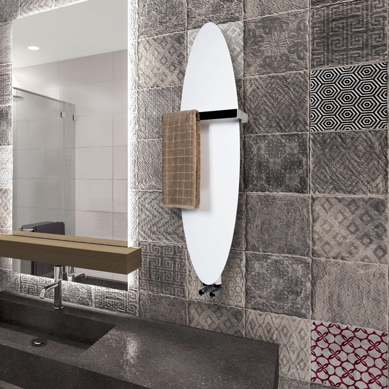 300 x 1000 White Designer Heated Towel Rail Surf Style HTR