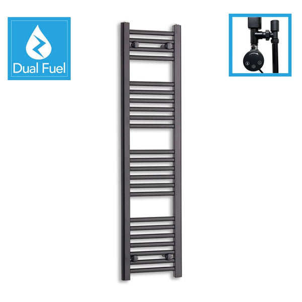 300 x 1200 Dual Fuel Flat Black Heated Towel Rail