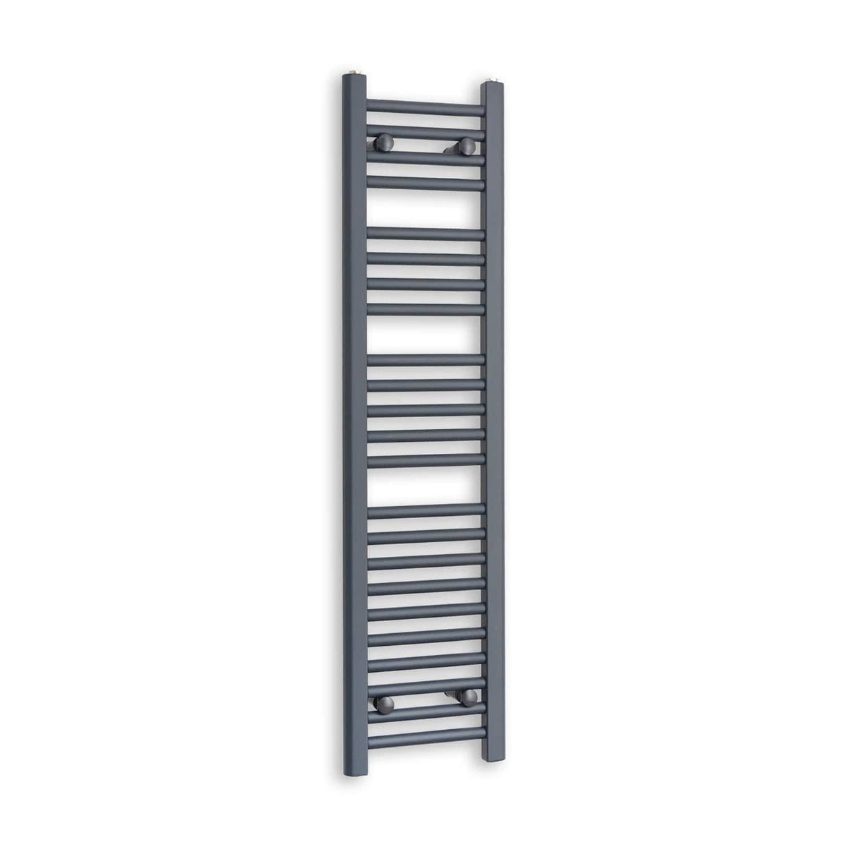 Matt Black Heated Towel Rail Dimensions - 1150mm Pipe Centre, 1200mm Overall Width