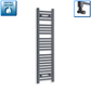 With Angled Valve 300 x 1200mm Flat Anthracite Sand Grey Heated Towel Radiator