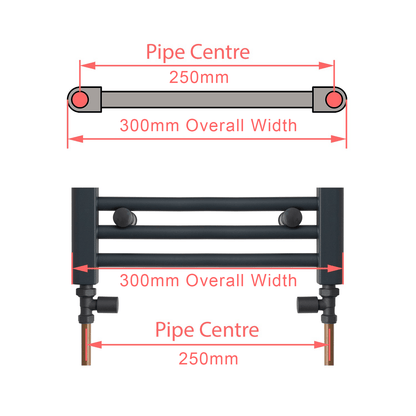 300 x 1400 Chrome Dual Fuel Flat Heated Towel Rail