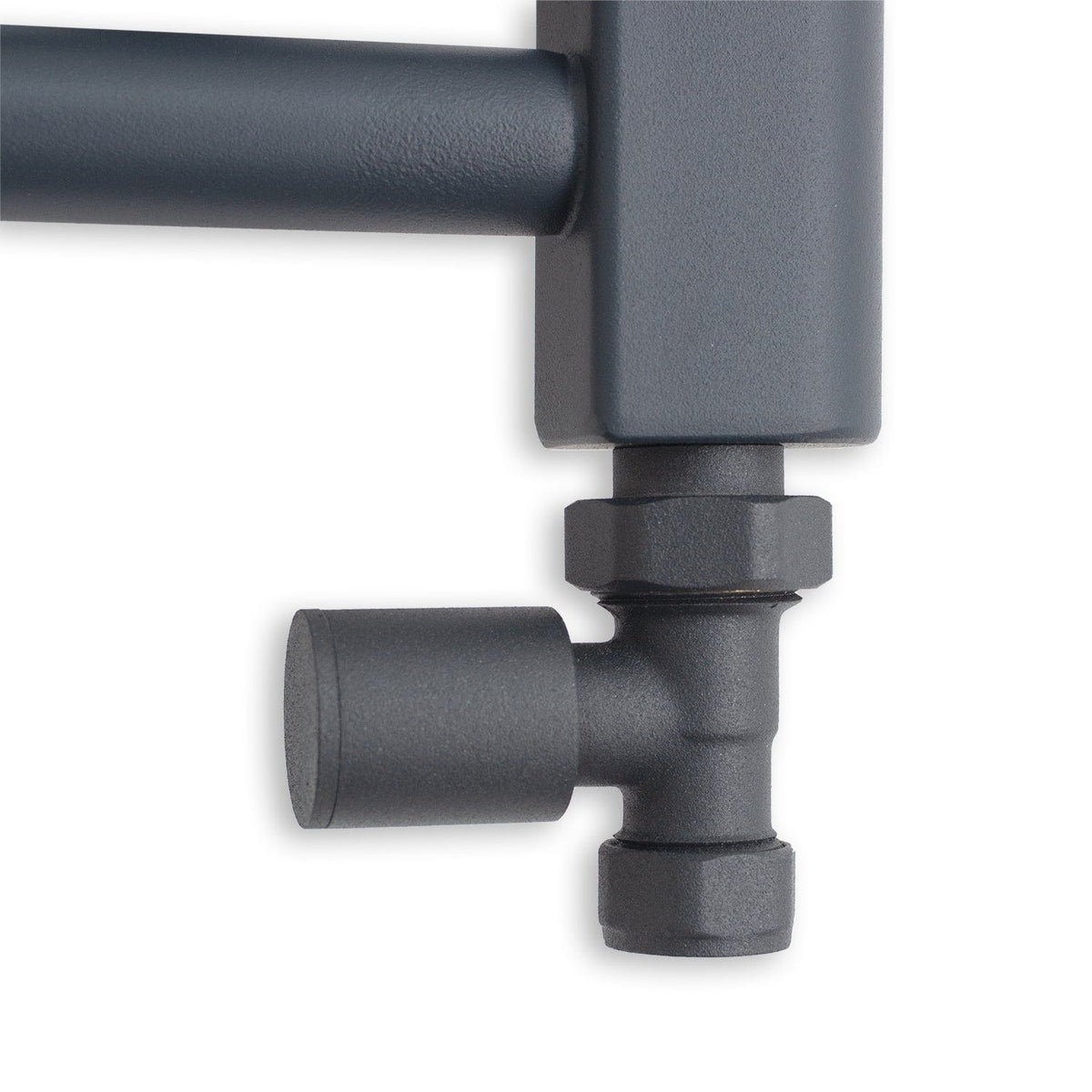 Matt Black Heated Towel Rail Dimensions - 1550mm Pipe Centre, 1600mm Overall Width