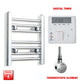 Thermostatic Element + Digital Timer 300 x 400mm Flat Chrome Pre-Filled Electric Towel Radiator