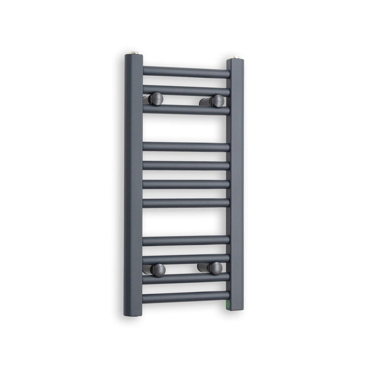 Matt Black Heated Towel Rail Dimensions - 550mm Pipe Centre, 600mm Overall Width
