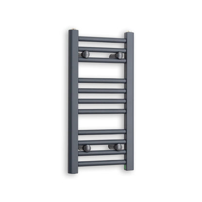 Matt Black Heated Towel Rail Dimensions - 550mm Pipe Centre, 600mm Overall Width
