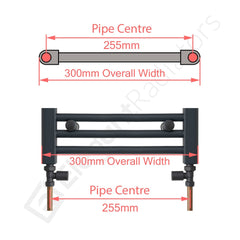 300 x 800 Chrome Dual Fuel Flat Heated Towel Rail