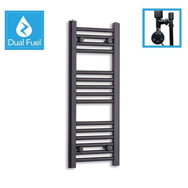 300 x 800 Dual Fuel Flat Black Heated Towel Rail