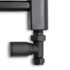 300mm Wide 1400mm High Flat Black Heated Towel Rail