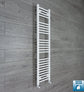 With Angled Valve 300mm Wide 1400mm High Flat White Towel Rail Radiator HTR