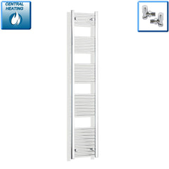 With Angled Valve 300mm Wide 1800mm High Flat Chrome Heated Towel Rail