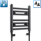 With Straight Valve 300mm Wide 400mm High Flat Black Heated Towel Rail Radiator