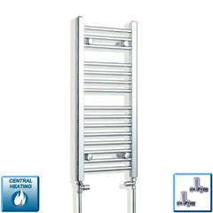 With Straight Valve 300mm Wide 800mm High Flat Chrome Heated Towel Rail Radiator