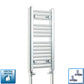 With Straight Valve 300mm Wide 800mm High Flat Chrome Heated Towel Rail Radiator