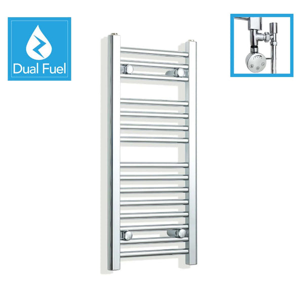 350 x 800 Chrome Dual Fuel Flat Heated Towel Rail