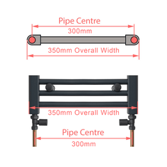 350 x 800 Chrome Dual Fuel Flat Heated Towel Rail