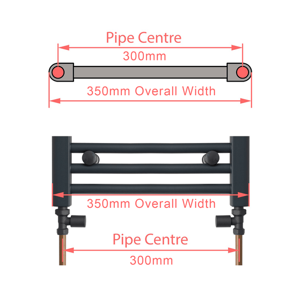 350 x 800 Chrome Dual Fuel Flat Heated Towel Rail