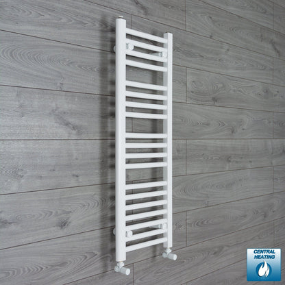 With Angled Valve 350mm Wide 1000mm High Flat White Heated Towel Rail Radiator
